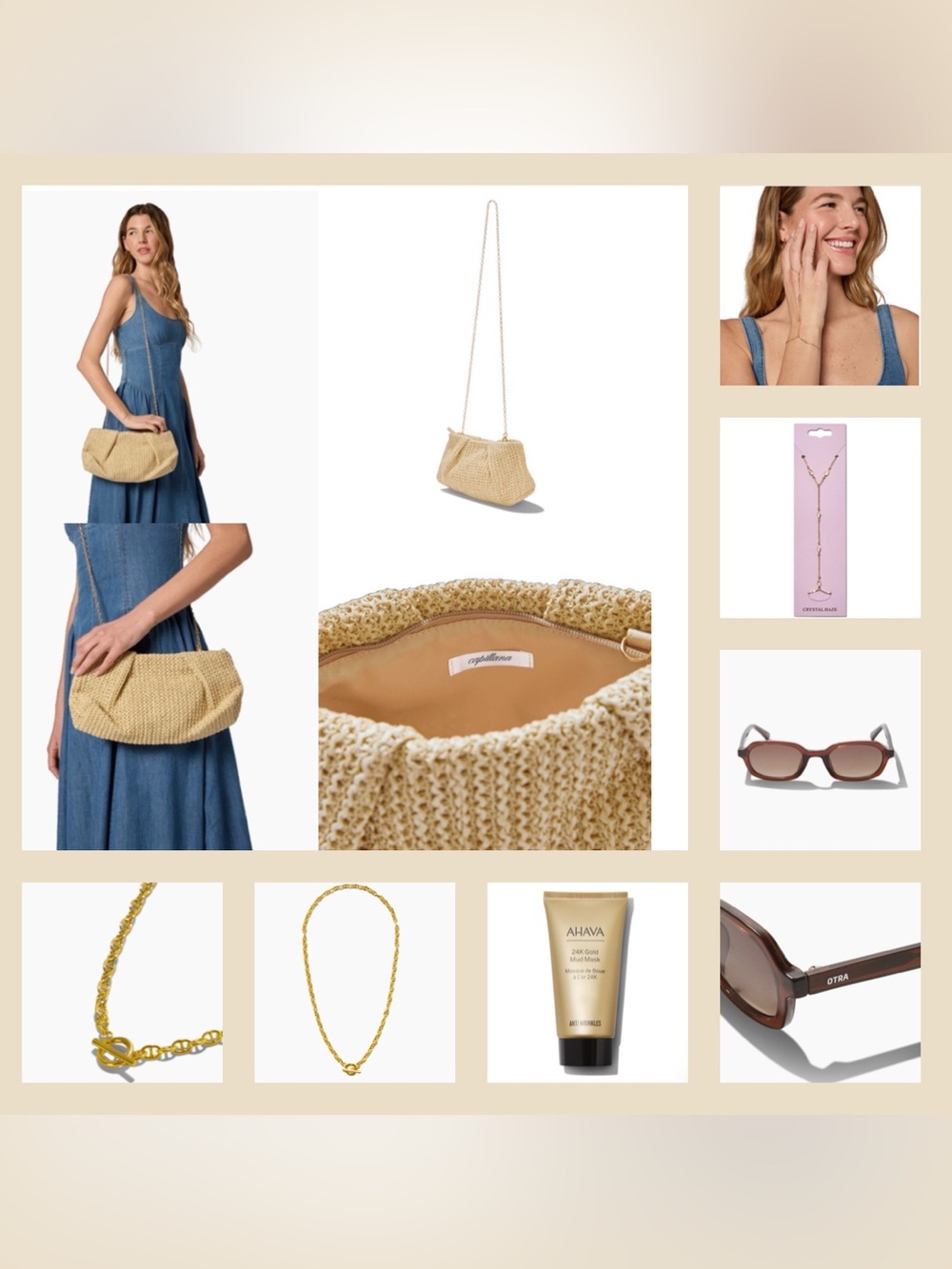 Luxe Summer Accessories 5-Piece Bundle NWT Raffia Clutch Jewelry Otra Eyewear